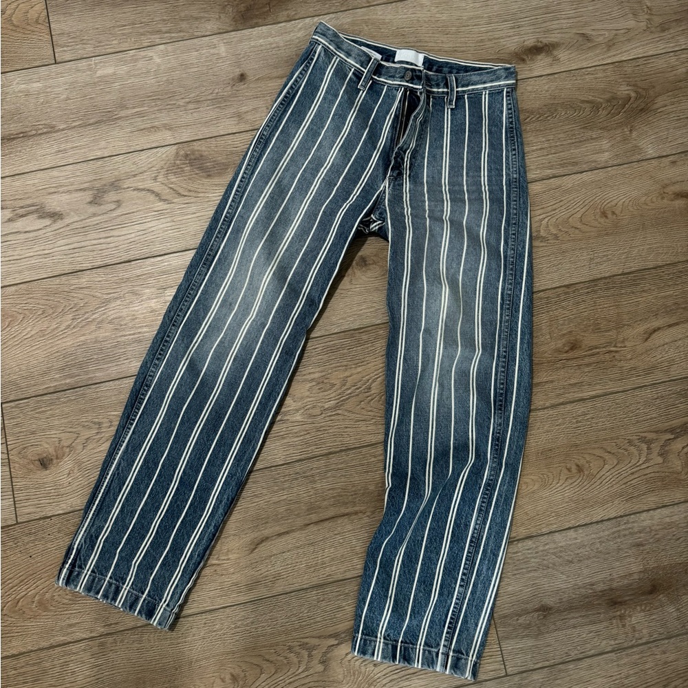 boyish wide leg striped jeans